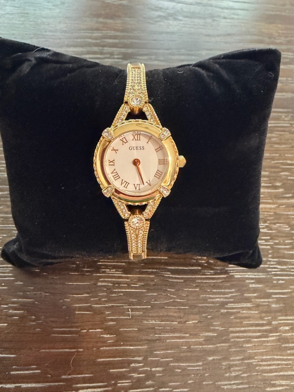 GUESS Women's Gold-Tone Crystal Bracelet Watch